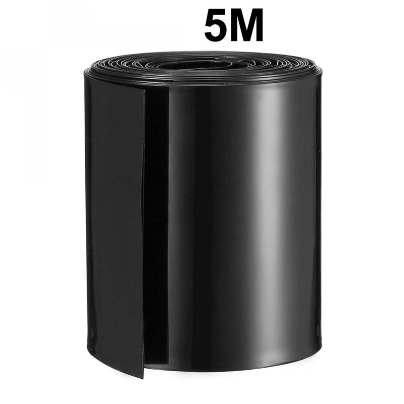 uxcell Battery Wrap PVC Heat Shrink Tubing 65mm Flat Width for AA Power Supplies 5 Meters Length Black