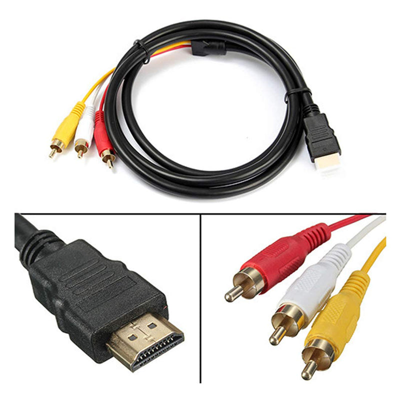 Alotm HDMI to RCA Cable, 5FT/1.5M HDMI Male to 3-RCA Video Audio AV Component Transimission Adapter Cable for HDTV, Red-Yellow-White Wire
