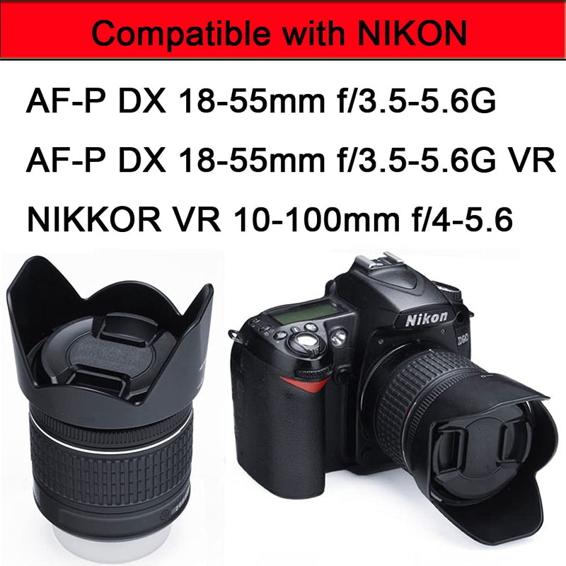 Camera Lens Hood for Nikon D7500 D5600 D3500 kit Nikon 18-55mm f/3.5-5.6G VR AF-P DX Zoom-Nikkor Lens (Replace HB-N106)