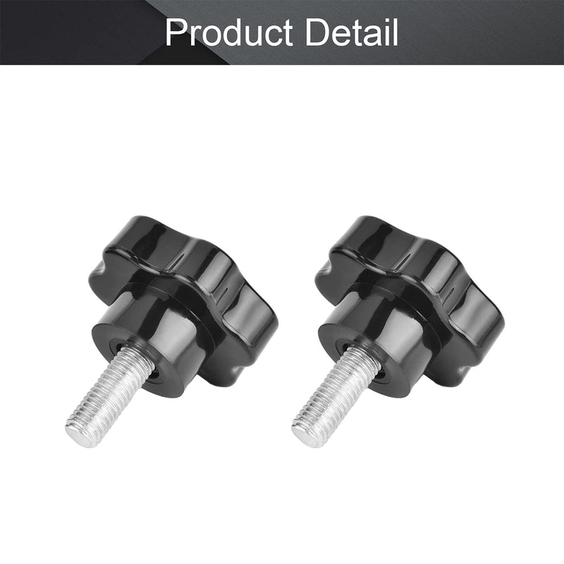 [AUSTRALIA] - MroMax 2PCS M12x30mm Star Handle Knob Thread Replacement Tightening Screw Quick Disassembly Replacement Parts Clamping Handle Grip Screw Knob Black M12 x 30mm 60mm Head Dia 