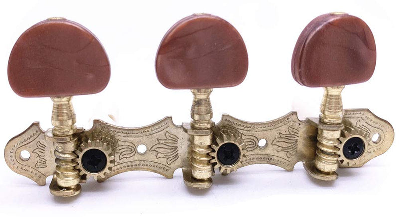 Jiayouy 2Pcs Classical Guitar String Tuners Keys Machine Heads Tuning Pegs 3 Left 3 Right with Mount Screws - Agate Brown Buttons Type B