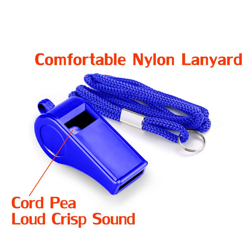 Hipat Whistle with Lanyard, 2 Packs Blue Plastic Whistles, Extra Loud Sports Whistles Great for Coach, Referee, Basketball, Lifeguard, Survival classic style