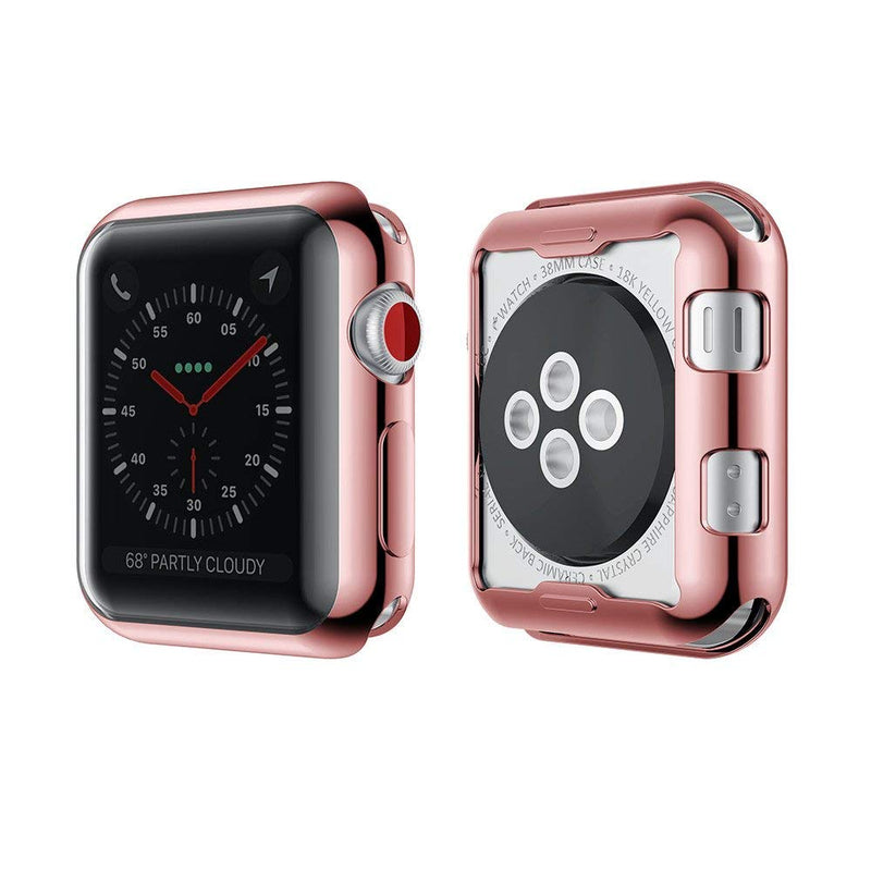 Compatible Apple Watch Series 2/Series 3 Case 38mm Full Cover Soft TPU Protective Case for iWatch Series 2/Series 3 for Women Men Rose Gold+Clear 38 mm