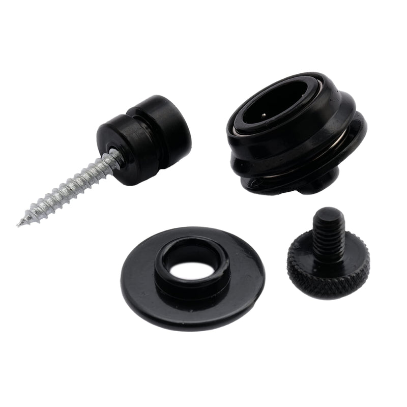 Musiclily Chrome Guitars Big Strap Lock System, Black (Pack of 2)