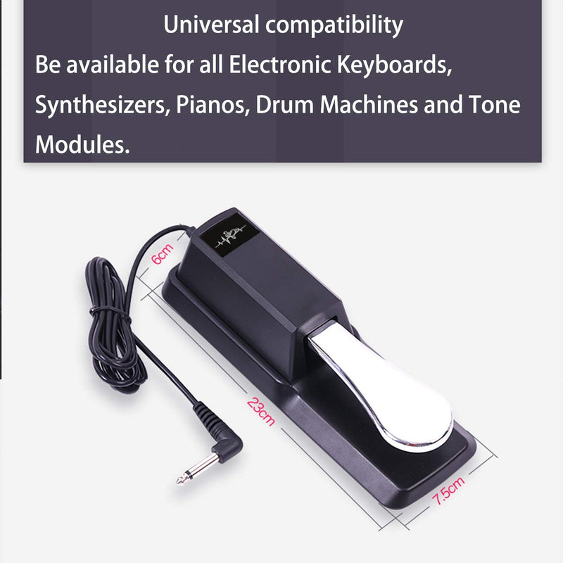 Sustain Pedal Universal for Keyboard,MIDI Keyboard Synthesizer and Piano with Polarity Switch and Non-slip Rubber Bottom