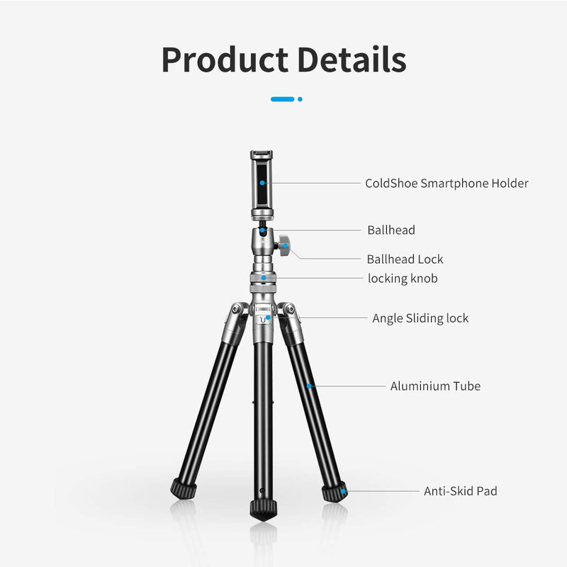 58.5" Camera Tripod, Extendable Smartphone Tripod Stand w Phone Holder for iPhone/Most Cell Phones Travel Vlogging Livestreaming Compact Portable Monopod Compatible with Sony Nikon Canon Camera DSLR