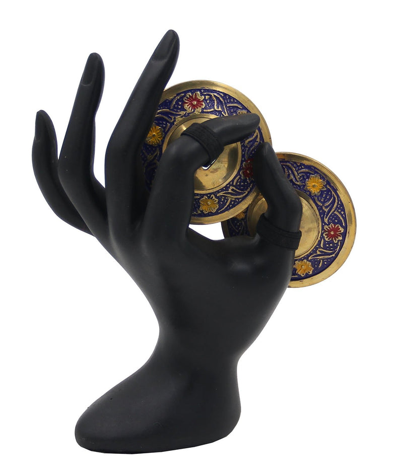 2 Pairs Brass Floral Finger Cymbals Zills for Belly Dancing (Blue) Blue