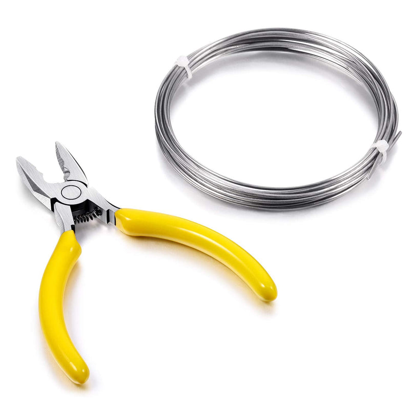 10 Feet High Temp Wire Nichrome Heat Resistant Wire 17 Gauge General Purpose Support Wire with 1 Mini Plier