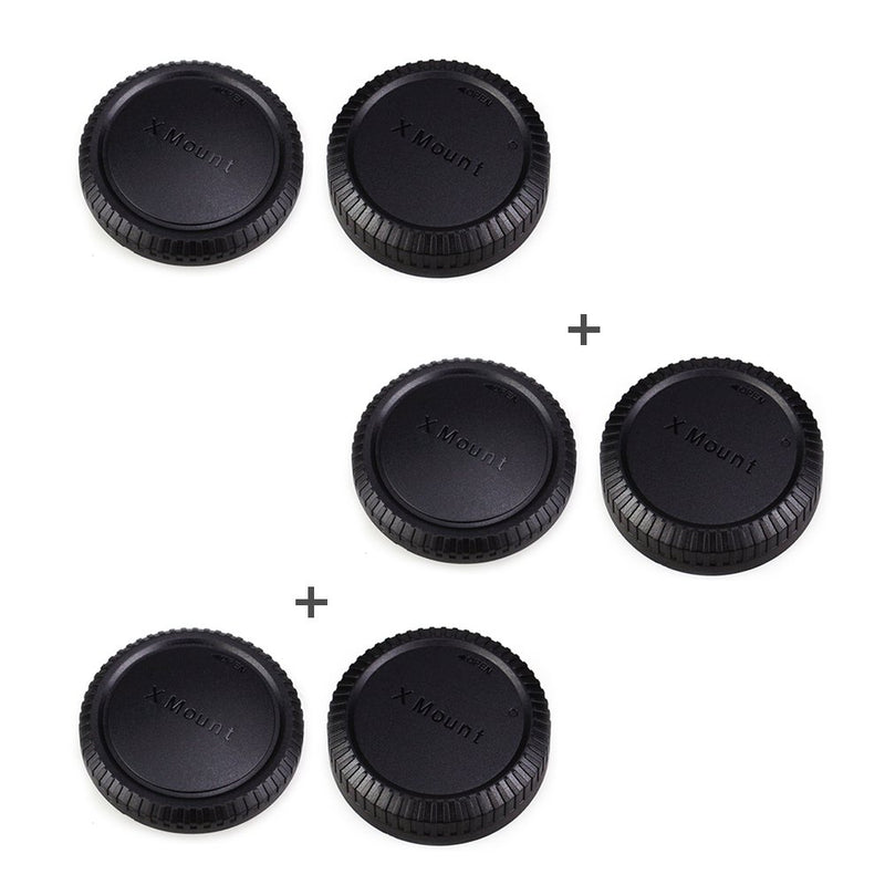 Rear Lens Cap & Body Cap Cover for Fuji Fujifilm X-T30 X-T20 X-T10 X-T4 X-T3 X-PRO3 X-PRO1 X-PRO2 X-S10 X-A10 X-A7 X-A X-A3 X-A2 X-A1 X-H1 X-E3-3 Pack 3 Pack