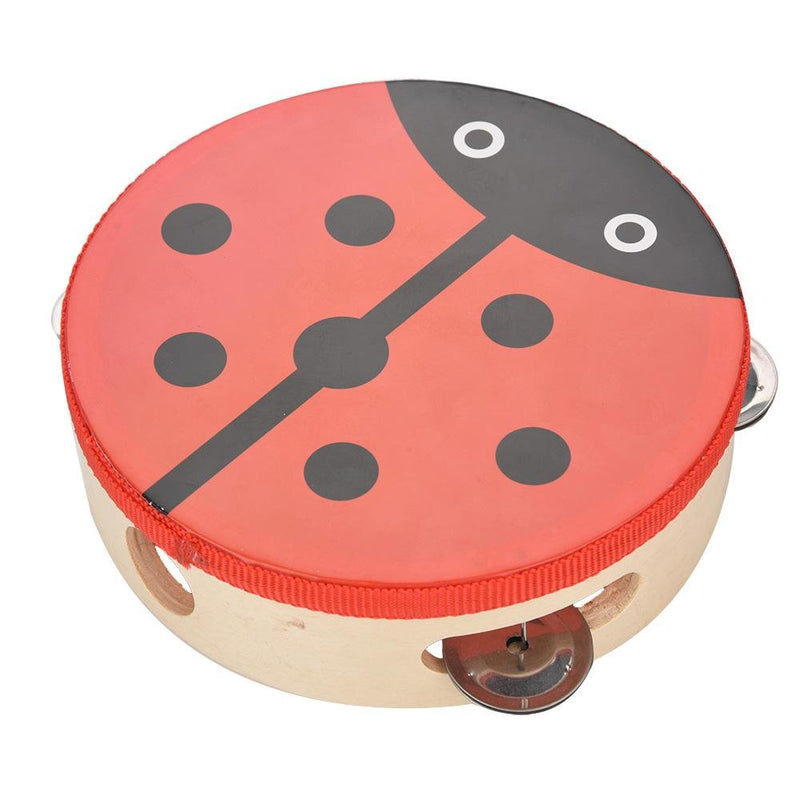 Dilwe Wood Tambourine, 6 inch Wooden Handheld Tambourine Hand Drum Bell Musical Percussion Instrument Toy Gift #1