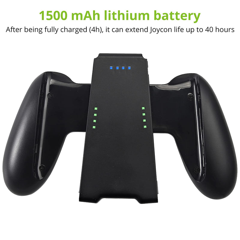 LiNKFOR Charging Grip with 1500mAh Battery for Switch Joy Con，2 Pro Thumb Grip Caps