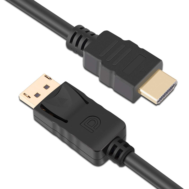 KIN&P DisplayPort to HDMI 3 Feet Gold-Plated Cable,DP to HDMI Adapter Male to Male Black Cable (3ft) 3ft