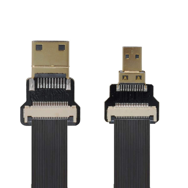 Xiwai CYFPV Mini HDMI Male to Micro HDMI Male Extension FPC Flat Cable 1080P for FPV HDTV Multicopter Aerial Photography (0.2M)