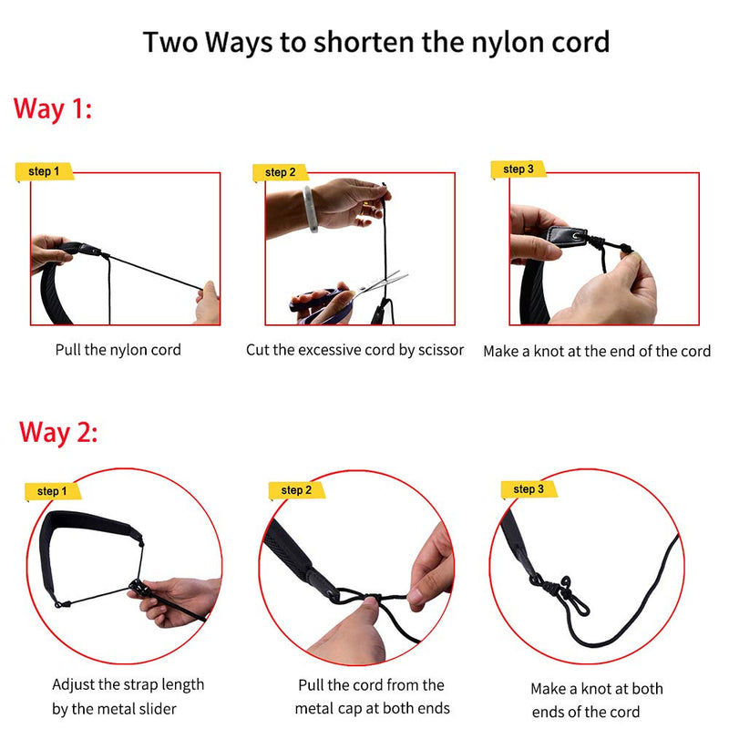 Rayzm Saxophone Strap with Metal Hook for Adults and Children, Soft Padded Adjustable Sax Neck Strap for Alto/Tenor/Soprano/Baritone Saxophones