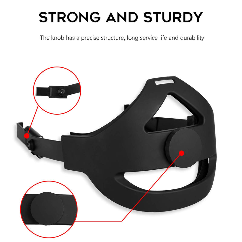 Orzero 1 Set Headband with 2 Head Cushion Compatible for Oculus Quest. Exchangeable Adjustable Protective Strap - Black