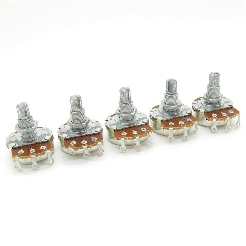 Pxyelec 5pcs Full Size B250k Long Split Shaft 18mm Electric Guitar Bass Volume Tone Pots Potentiometer