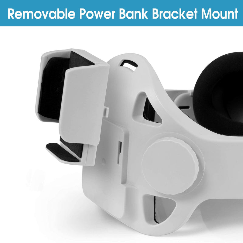 Elite Strap for Oculus Quest 2 Replacement Head Strap Accessories Balance Weight with Power Bank Holder by X-Home (White) White