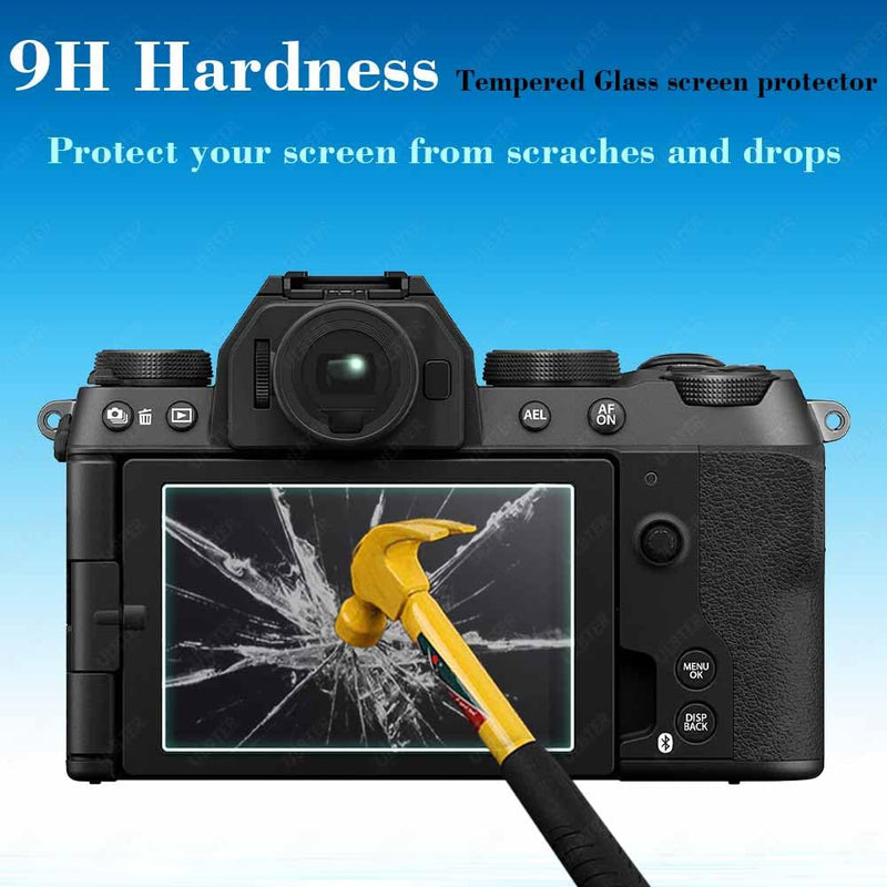 ULBTER Screen Protector for Fujifilm X-S20 Fuji XS20 Camera & Hot Shoe Cover, 0.3mm 9H Hardness Tempered Glass Saver Anti-Scrach Anti-Fingerprint Anti-Bubble [3Pack]