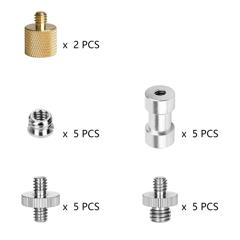 22Pack ChromLives Camera Screw Adapter 1/4 to 1/4 Screw 1/4 to 3/8 Tripod Screw Adapter Converter Brass Screw Adapter Spigot Screw Mount Set for Camera Tripod Monopod Ballhead Flash Light,Combo Pack