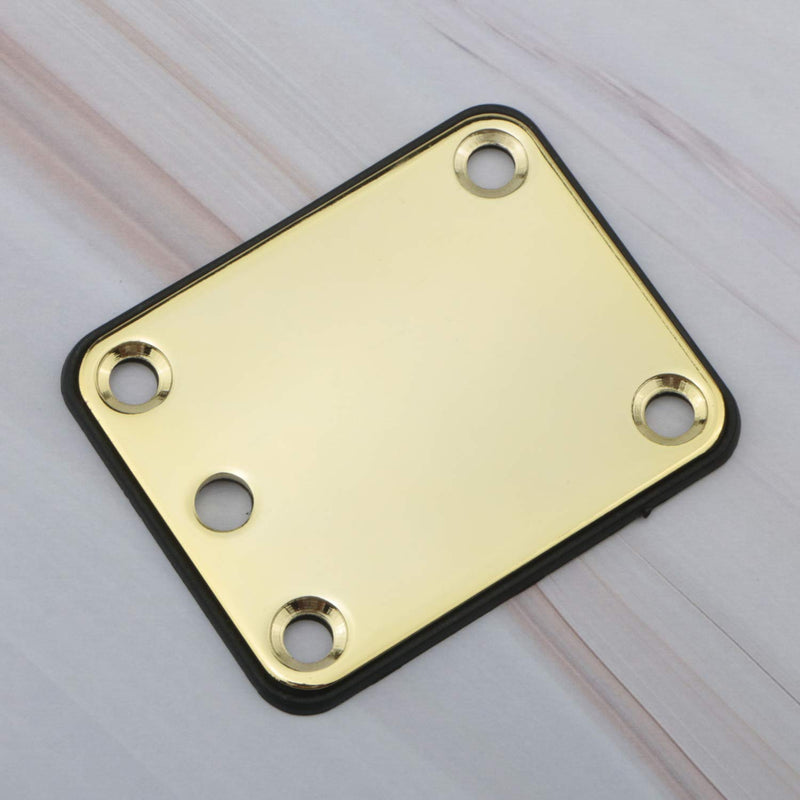 Swhmc 1 Set Gold Bass Guitar Neck Plate with Screws Strat Tele Joint Reinforce Board for Electric Guitar Part Replacement