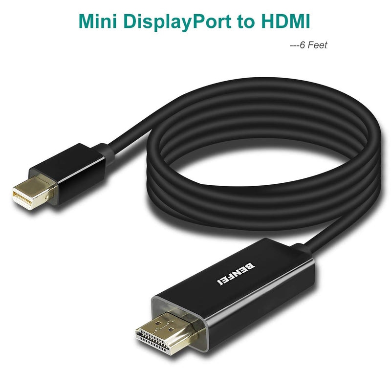 [AUSTRALIA] - Mini DisplayPort to HDMI Cable, 2 Pack, Benfei Mini DP to HDMI 6 Feet Cable (Thunderbolt Compatible) with MacBook Air/Pro, Surface Pro/Dock, Monitor, Projector 