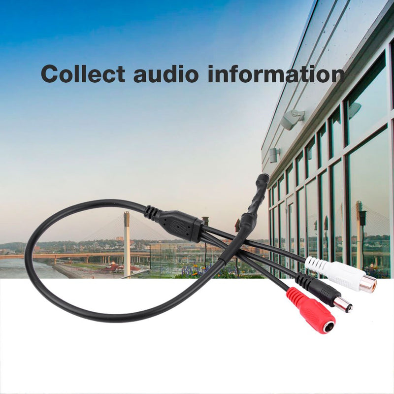 High Sensitive Pickup Mini Microphone Audio Mic for CCTV Security Camera DVR Sound Voice Monitoring Recording and Bonus Warning Decal