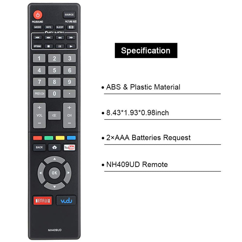 Gvirtue New NH409UD Replacement Remote Control fit for Magnavox LED Smart HDTV TV Sub NH419UD NH400UD NH402UD NH404UD NH405UD NH401UD NH410UP  NH410UD NH416UP NH424UP NH425UD  (1- Pack only)