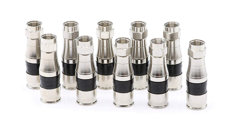 Coaxial Cable Compression Fitting - 4 Pack - for RG11 Coax Cable - with Weather Seal O Ring and Water Tight Grip Silver