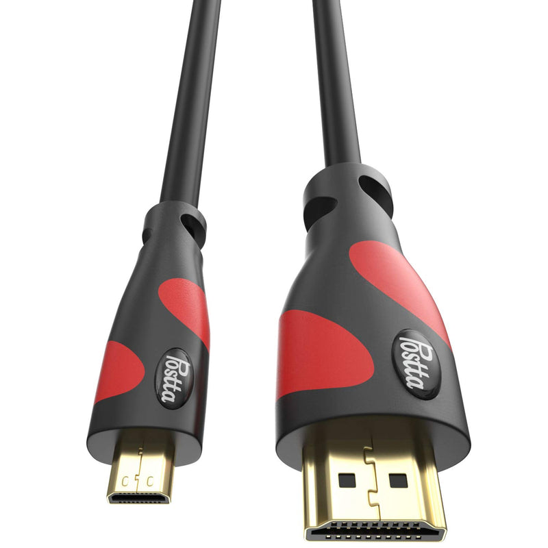 Micro HDMI Cable 15 Feet Postta Micro HDMI to HDMI Adapter Cable Support 4K,1080P,3D,Ethernet-Red 15FT Red