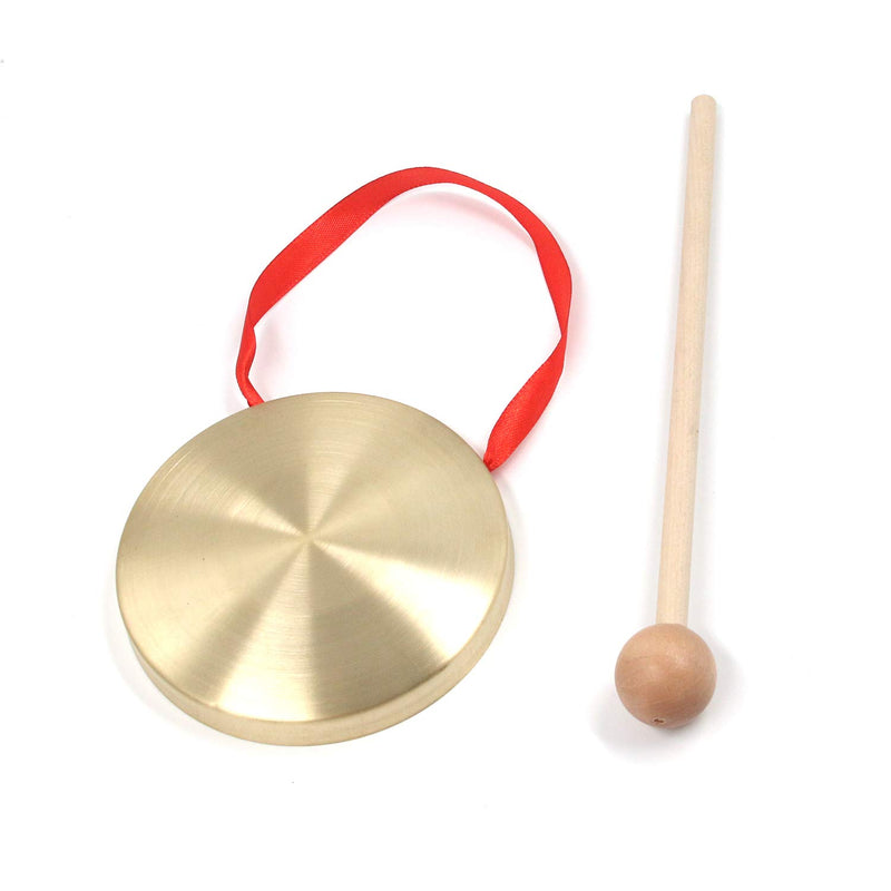 Geesatis Copper Gong Hand Gong with Round Play Hammer, Diameter 12 cm / 4.7 inch, 1 Pack