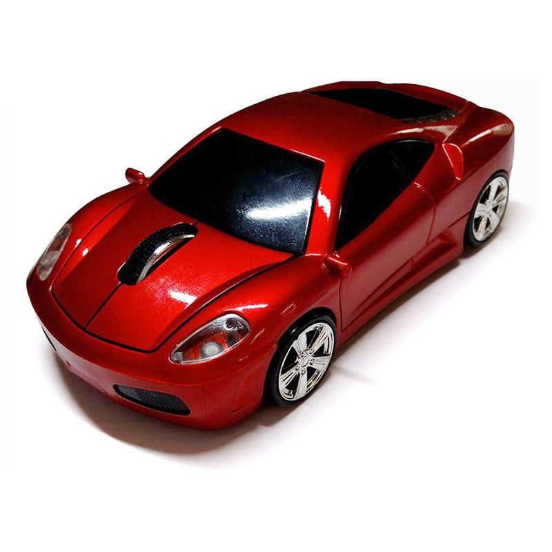 Wireless Car Shape Mouse, 2.4GHz Optical Mouse Cool Sport Car Wireless Mouse, DPI 1600, 3D (Red) Red