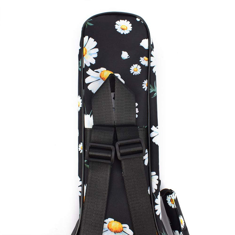 CLOUDMUSIC Ukulele Case For Soprano With Backpack Strap Flower Floral Pattern (White Daisy)