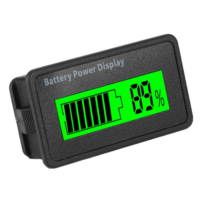 Universal Battery Capacity Indicator Tester Voltmeter with LCD Display, 12-48V Battery Power Display with Reverse Connection Protection(Green) green