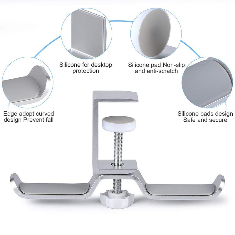 Yueranhu Headphone Holder Hanger Headset Stand Foldable Aluminum Headset Hook, Under Desk for All Headphones Size