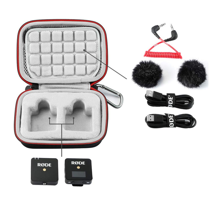 [AUSTRALIA] - Hard Travel Case for RODE Wireless GO Compact Wireless Microphone System, Carrying Storage Bag. Black(gray lining) Black(gray lining) 