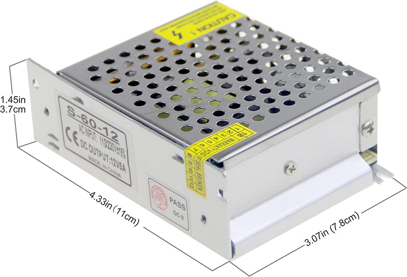 ALITOVE 12V 5A 60W Power Supply Adapter Universal Regulated Switching Transformer AC110V to DC 12V 5amp Converter LED Driver for LED Strip Light CCTV Camera Security System