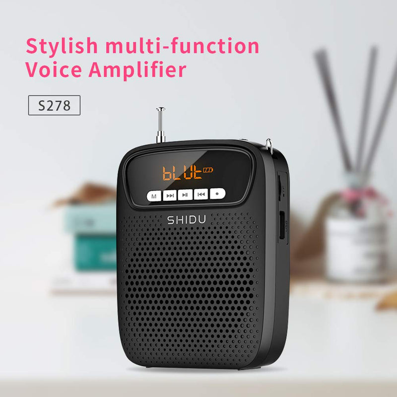 [AUSTRALIA] - SHIDU Portable Voice Amplifier FM Radio Wired Microphone Bluetooth Loudspeaker (Black) Black 