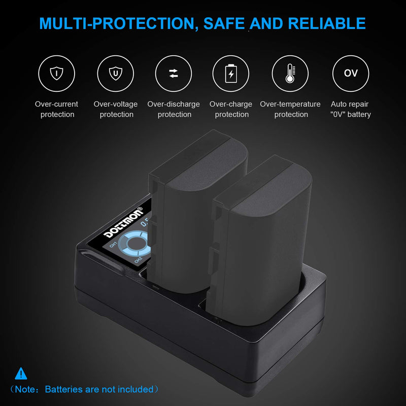 LP-E6 LP-E6N Dual Slot LCD Battery Charger for Canon EOS 5D Mark II III and IV, 70D, 5Ds, 6D, 5DsR, 80D, 7D, and 7D Mark II, EOS 60D Cameras, LP E6 Battery, Replace Canon LC-E6 Charger