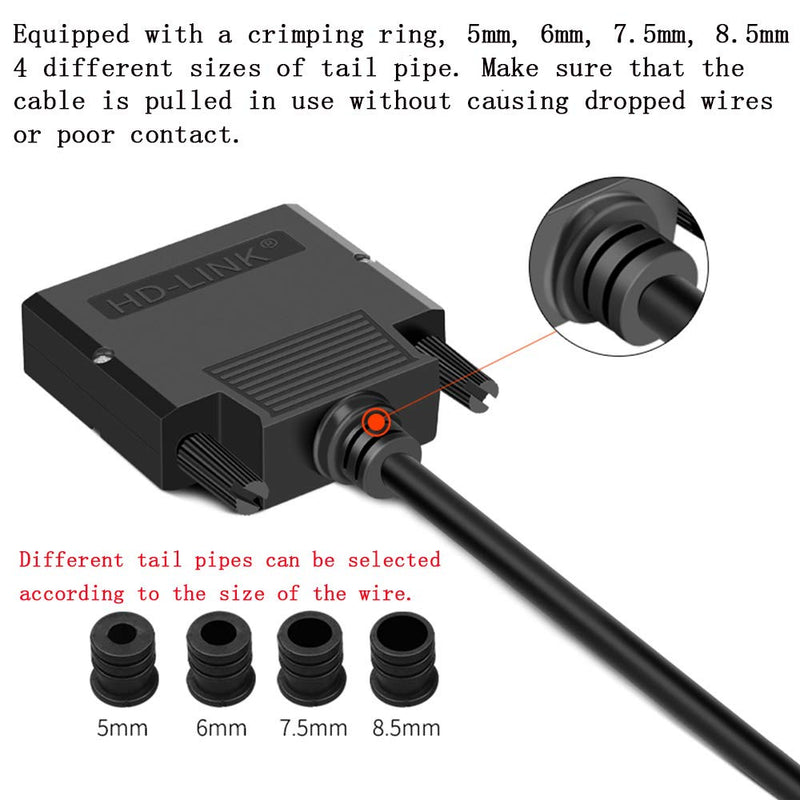 Jienk DB25 Solderless Female RS232 D-SUB Serial Adapters, 16mm thinner 25 Pin Port Terminal Solderfree Breakout Connector Board with Case Accessories