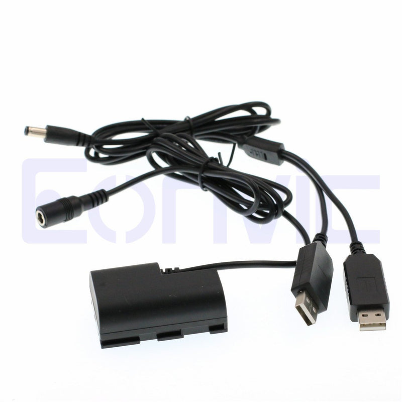 Eonvic DR-E6 DC Coupler LP-E6 Dummy Battery Dual USB Power Adapter Cable