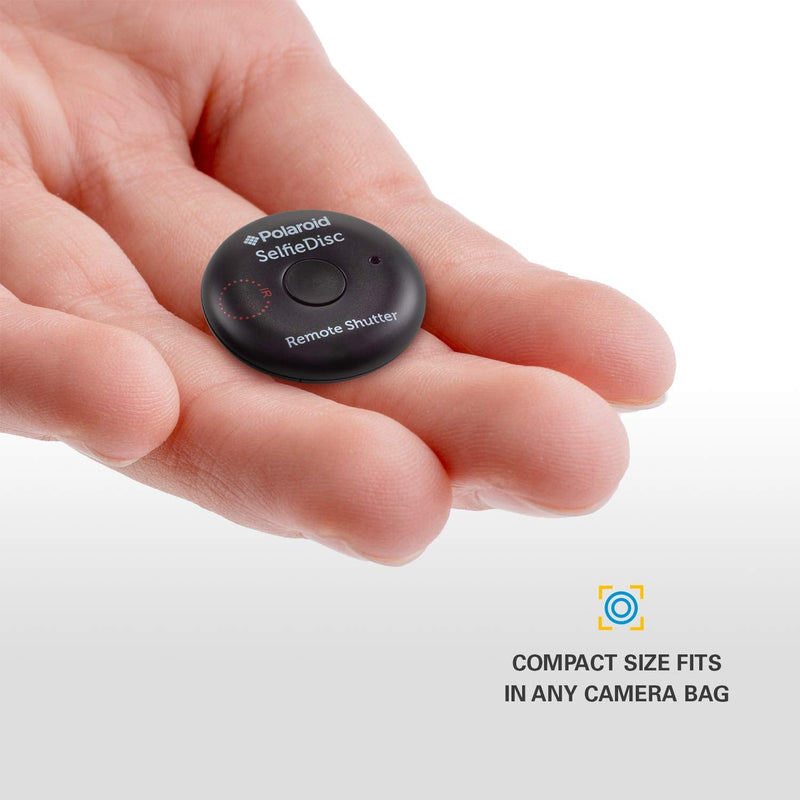 Polaroid SelfieDisc Enhanced IR Remote Shutter Release for SLR Cameras & Bluetooth Enabled Digital Cameras Compatible w/iOS, Android, Canon, Nikon, Sony, Pentax - Includes FREE Mobile App