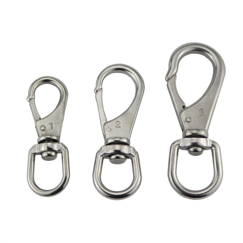 2Pack Stainless Steel 304 Swivel Eye Snap Hooks (3-7/16In x 1-3/16 Inch), Universal Marine Scuba Diving Clips, Hardware Spring Buckles for Bird Feeders/Pet Chains/Collars/Keychains and More M5(1#) M5(1#) 2PCS