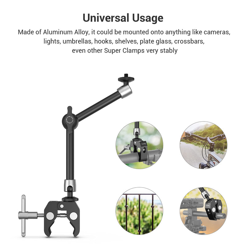 [AUSTRALIA] - SmallRig Clamp w/ 1/4" and 3/8" Thread and 9.5 Inches Adjustable Friction Power Articulating Magic Arm with 1/4" Thread Screw for LCD Monitor/LED Lights - KBUM2732 