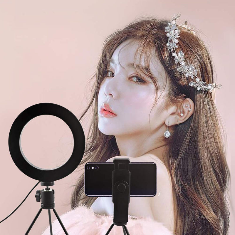 Ring Light [6.3 Inch] with Tripod Stand & Phone Holder,Dimmable 3 Light Modes Selfie Light,Camera Lights for YouTube/Photography/Makeup
