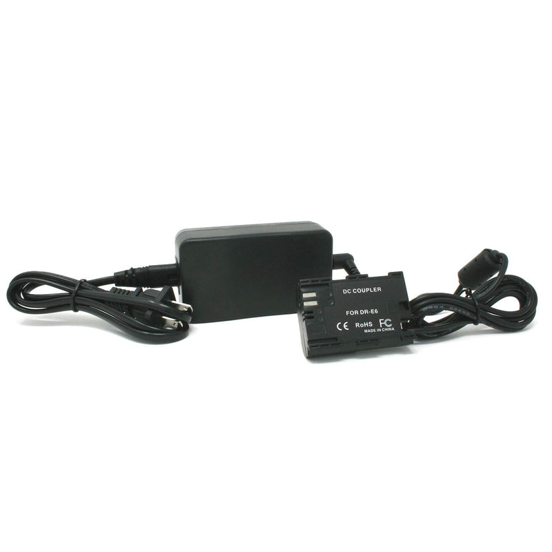 Wasabi Power AC Power Adapter Kit with DC Coupler for Canon LP-E6 (Fully Decoded), ACK-E6, DR-E6, AC-E6N