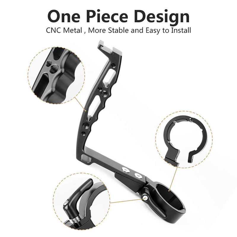 Inverted Handle Sling Grip - Neck Ring Mounting Extension Arm Holder Bracket with Microphone Cold Shoe Mount 1/4''-20 Locating Holes Compatible for DJI Ronin S Stabilizer Gimbal Accessories