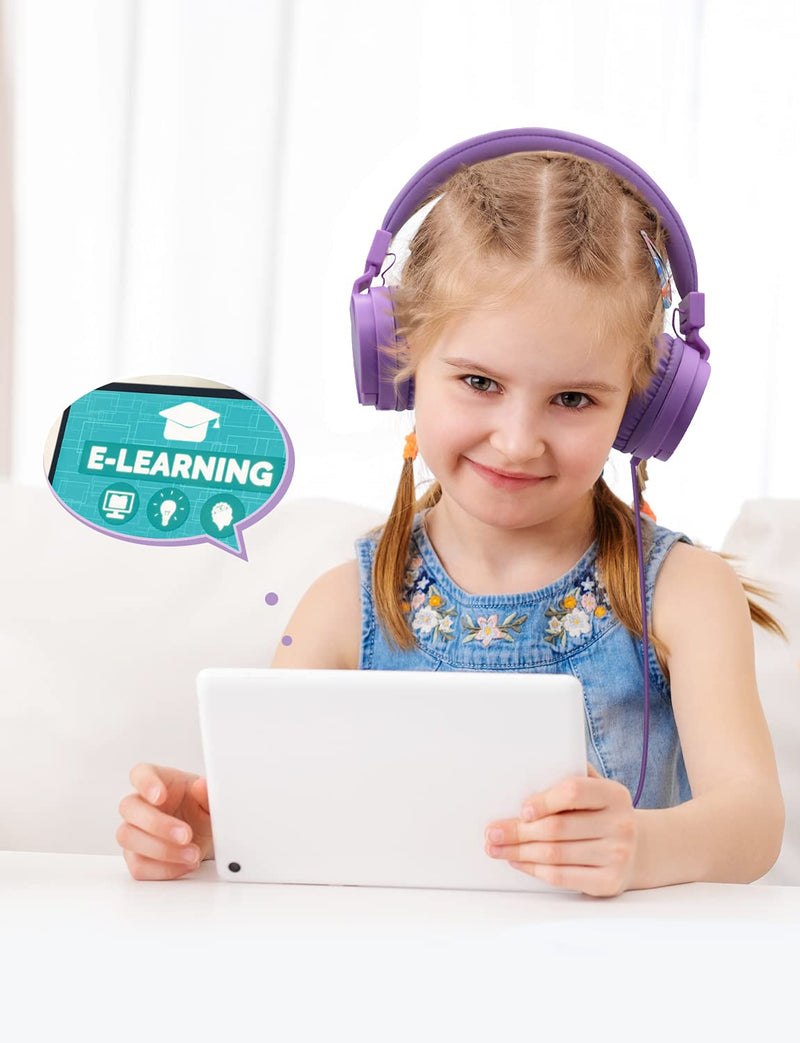 ONTA Kids Headphones for Boys Girls - Child Student Headset Wired plug Toddler Earphones School Teen on Ear for Ipad | Computer | Smart phone | Amazon Fire Tablet | Laptop | Plane Travel | Game purple