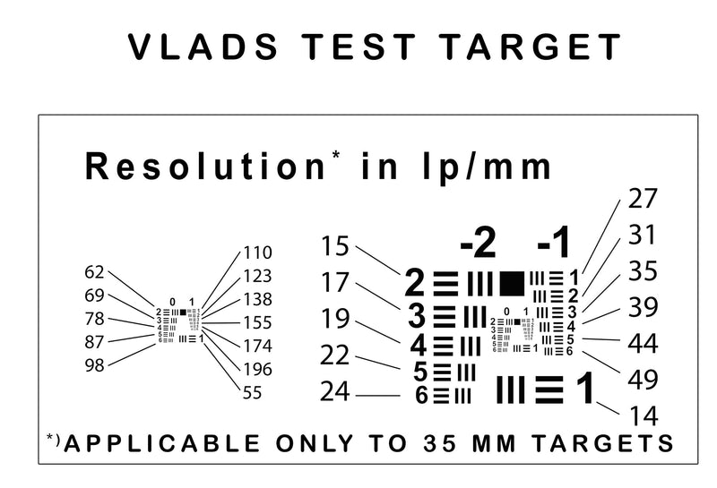 High-Res 35 mm Film Frame by Vlads Test Target for Camera Scanning Tune-up. Digitize Your Priceless Color & B/W Slides w/The Highest Sharpness and Fidelity. Frames per Strip 1.