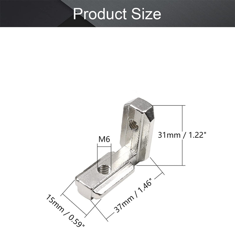 MroMax Internal Joint Bracket 1.46" x 1.22" (L x H), Internal Angle Connector 30 Series for Aluminum Extrusion Profiles, Silver 10 PCS (Without Fixing Screws)
