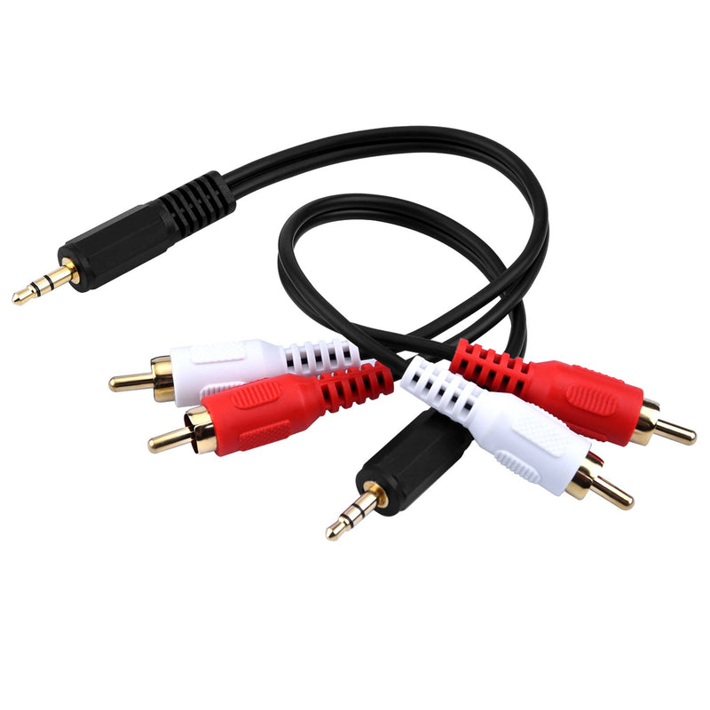 eBoot 3.5mm Audio Cable Male to 2 RCA Male Cable Stereo Audio Y Cable Adapter 6 Inch, 2 Pack